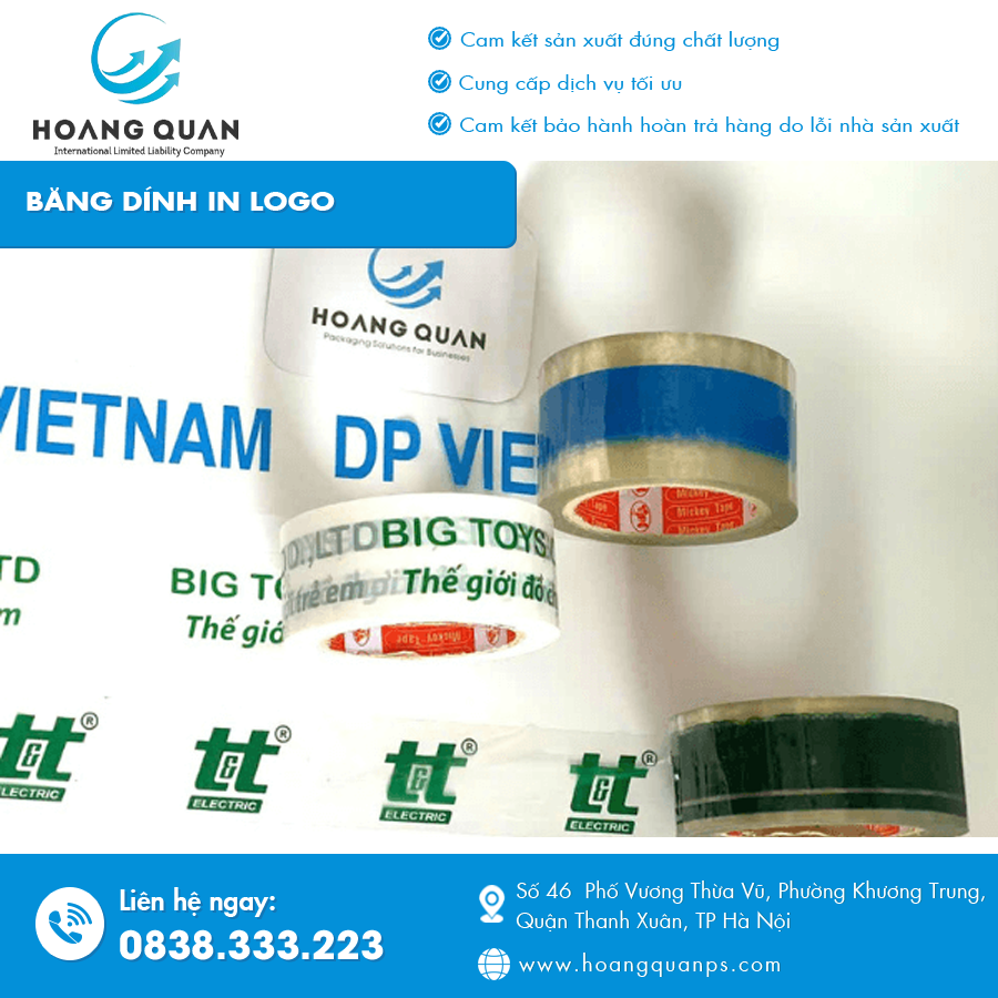 Cuộn băng dính in logo thương hiệu sắc nét, sản xuất tại Hà Nội. Cuộn băng dính in logo thương hiệu sắc nét, sản xuất tại Hà Nội.