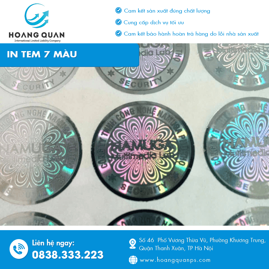 Tem 7 màu hologram in sắc nét, hiệu ứng đổi màu rõ ràng Tem 7 màu hologram in sắc nét, hiệu ứng đổi màu rõ ràng