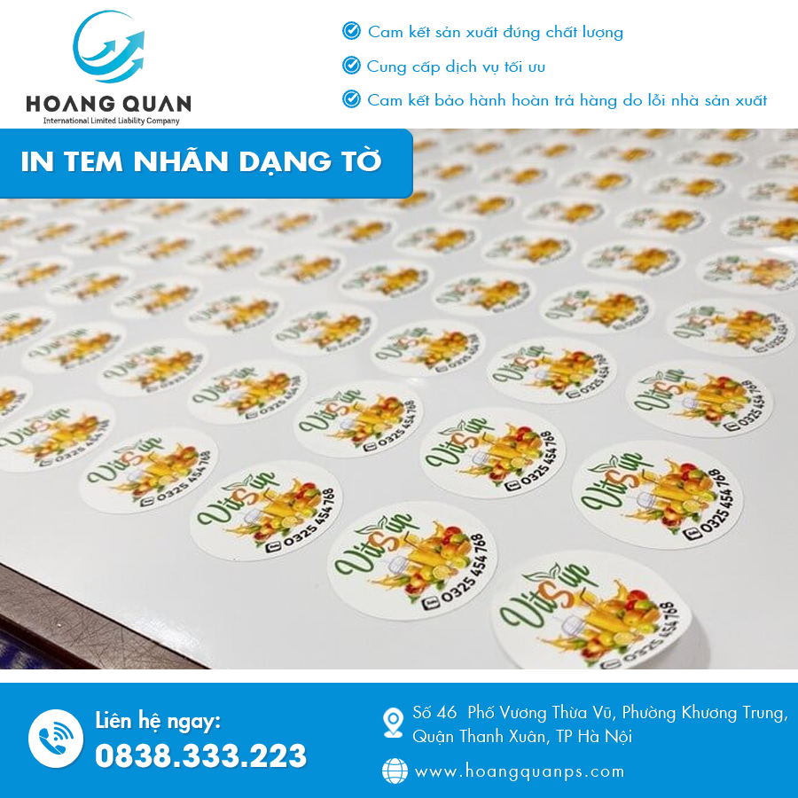 Tem nhãn dạng tờ nhiều kích cỡ được in theo yêu cầu tại Hà Nội