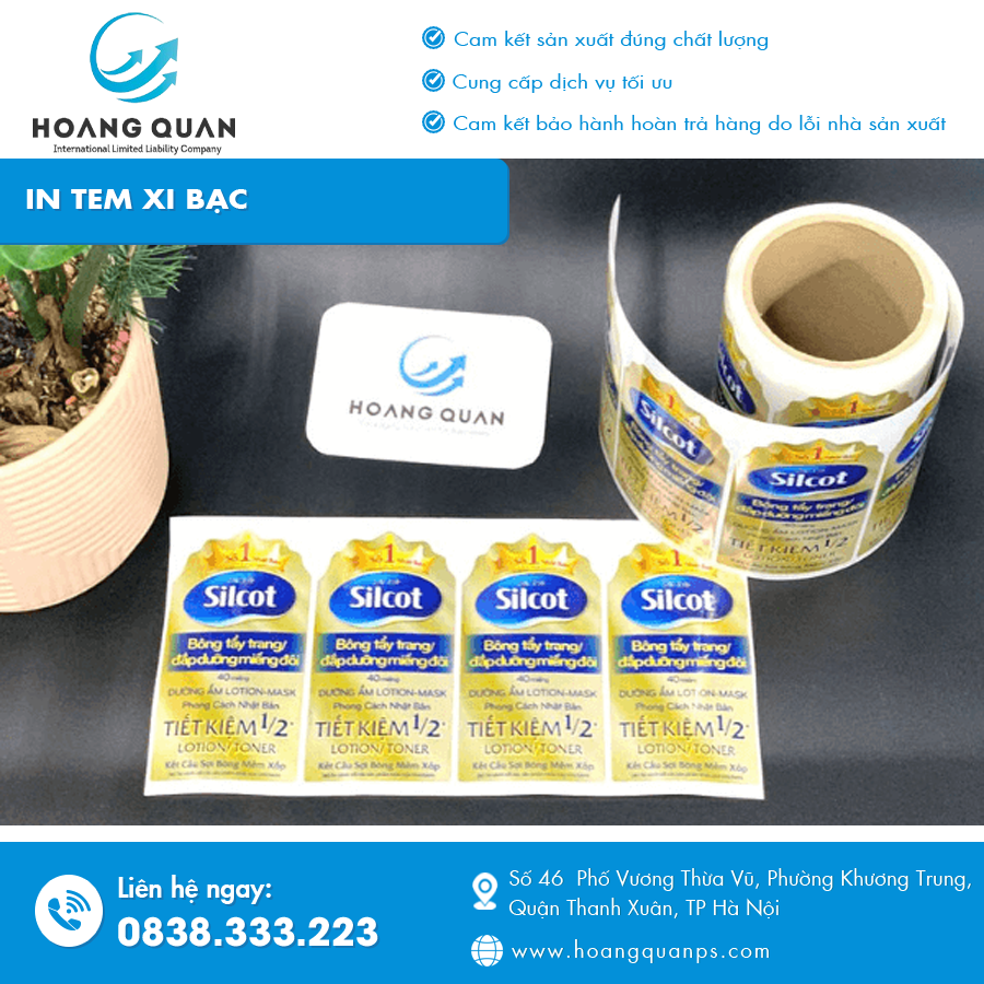 Tem xi bạc in logo và mã vạch rõ ràng Tem xi bạc in logo và mã vạch rõ ràng