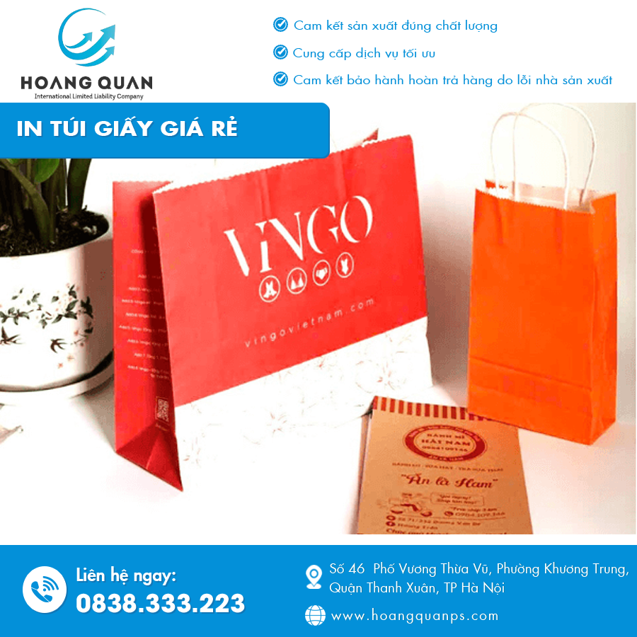 Túi giấy giá rẻ in logo thương hiệu rõ nét
