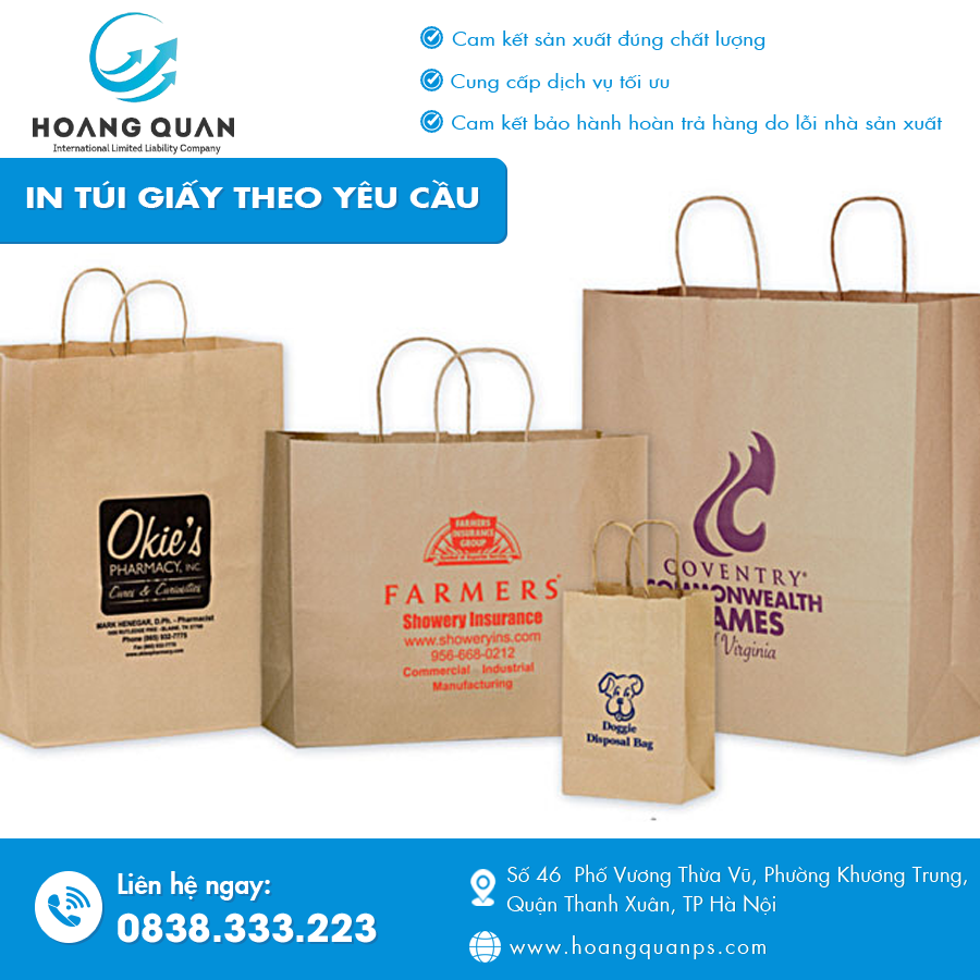 Túi giấy in theo yêu cầu với thiết kế riêng, chất liệu đa dạng