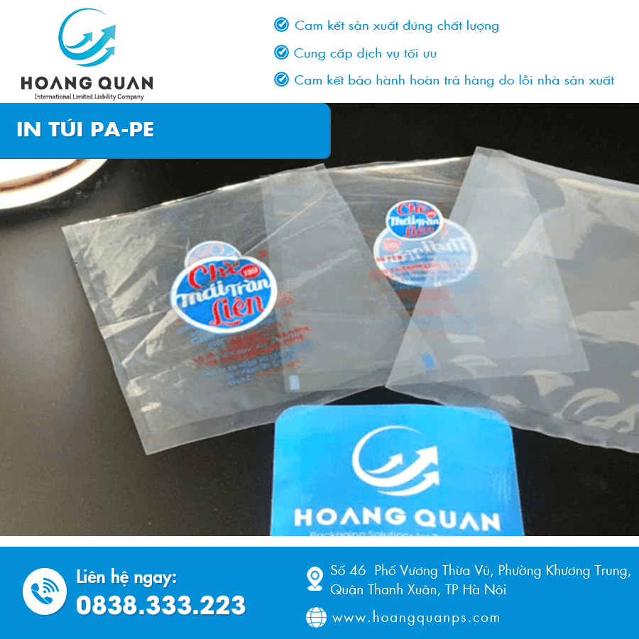 Túi PA-PE in tại Hà Nội với đường hàn chắc chắn và màu in sắc nét.