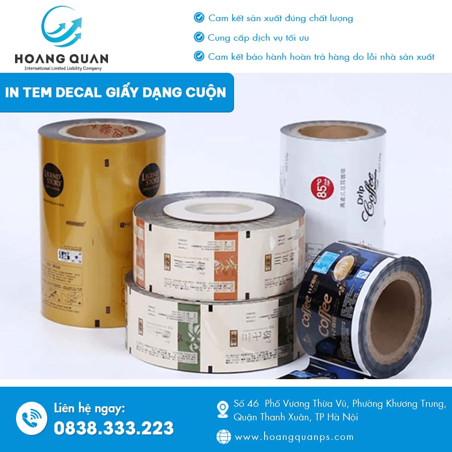 In tem decal giấy dạng cuộn
