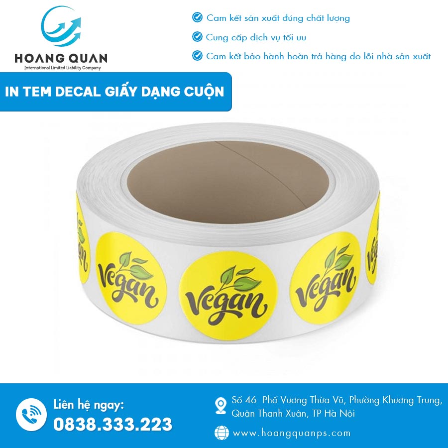 In tem decal giấy dạng cuộn