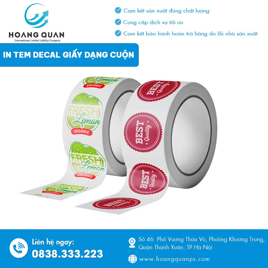 In tem decal giấy dạng cuộn