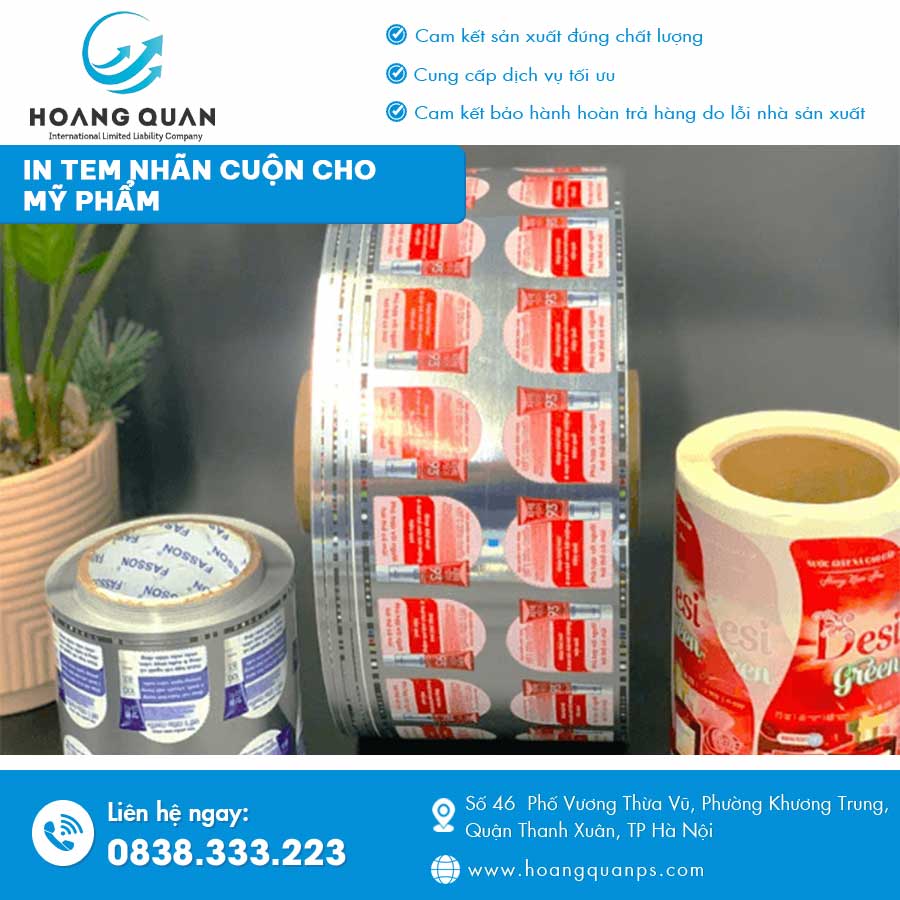 In tem nhãn cuộn cho mỹ phẩm