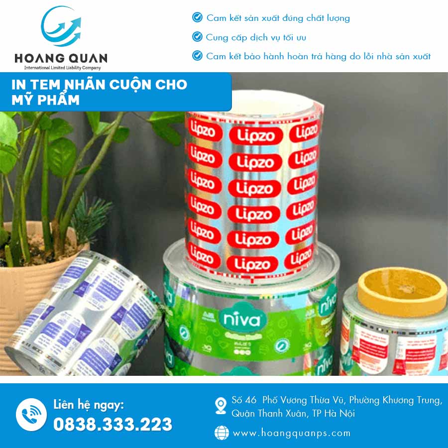 In tem nhãn cuộn cho mỹ phẩm
