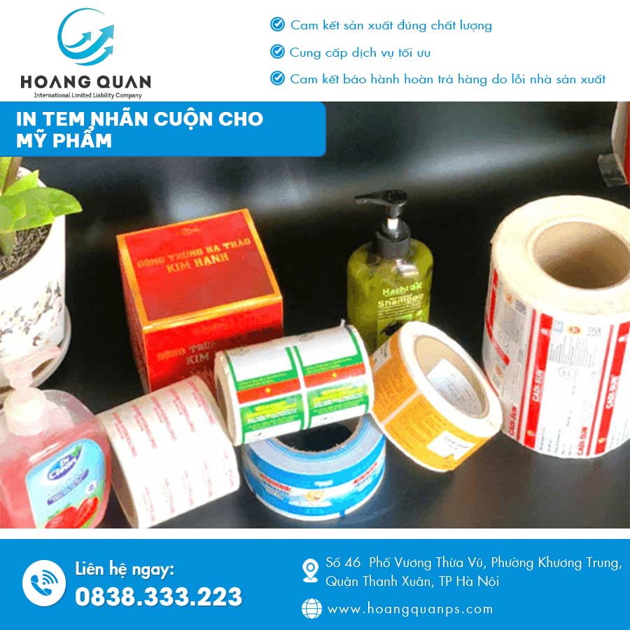 In tem nhãn cuộn cho mỹ phẩm