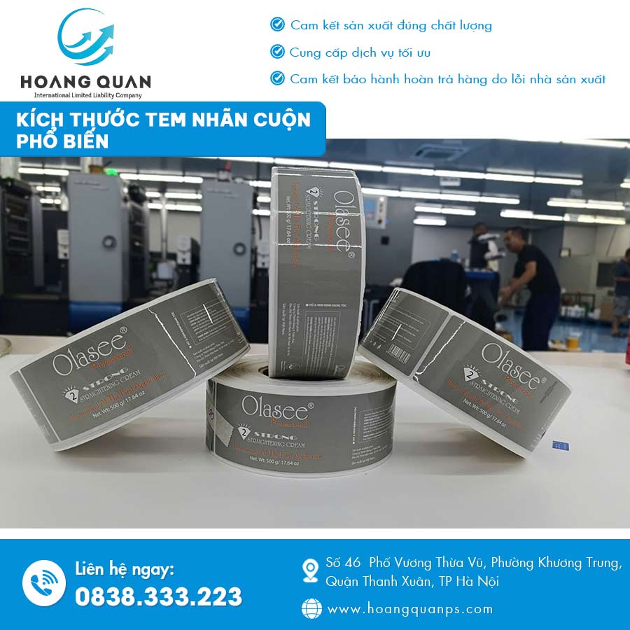 Kích thước tem nhãn cuộn phổ biến