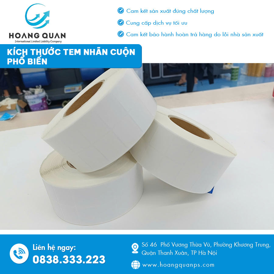 Kích thước tem nhãn cuộn phổ biến